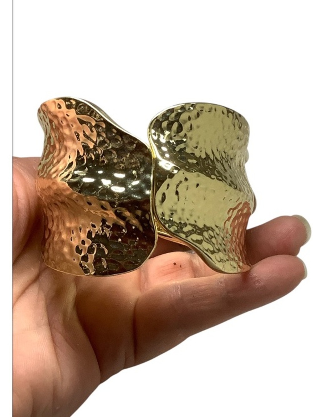 Hammered Gold-Tone Statement Cuff Bracelet